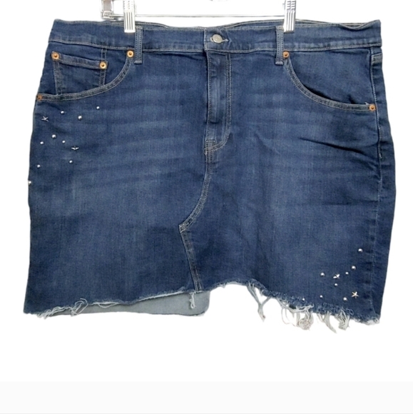 Levi's high rise denim Mini skirt, With stars, Sz 18W New With Tags - Picture 4 of 14